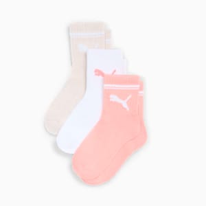 Big Kids' Low Crew Socks [3 Pairs], CORAL, extralarge